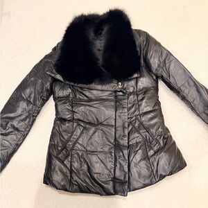 Women's Lambskin with Fox Fur Collar  Down Jacket